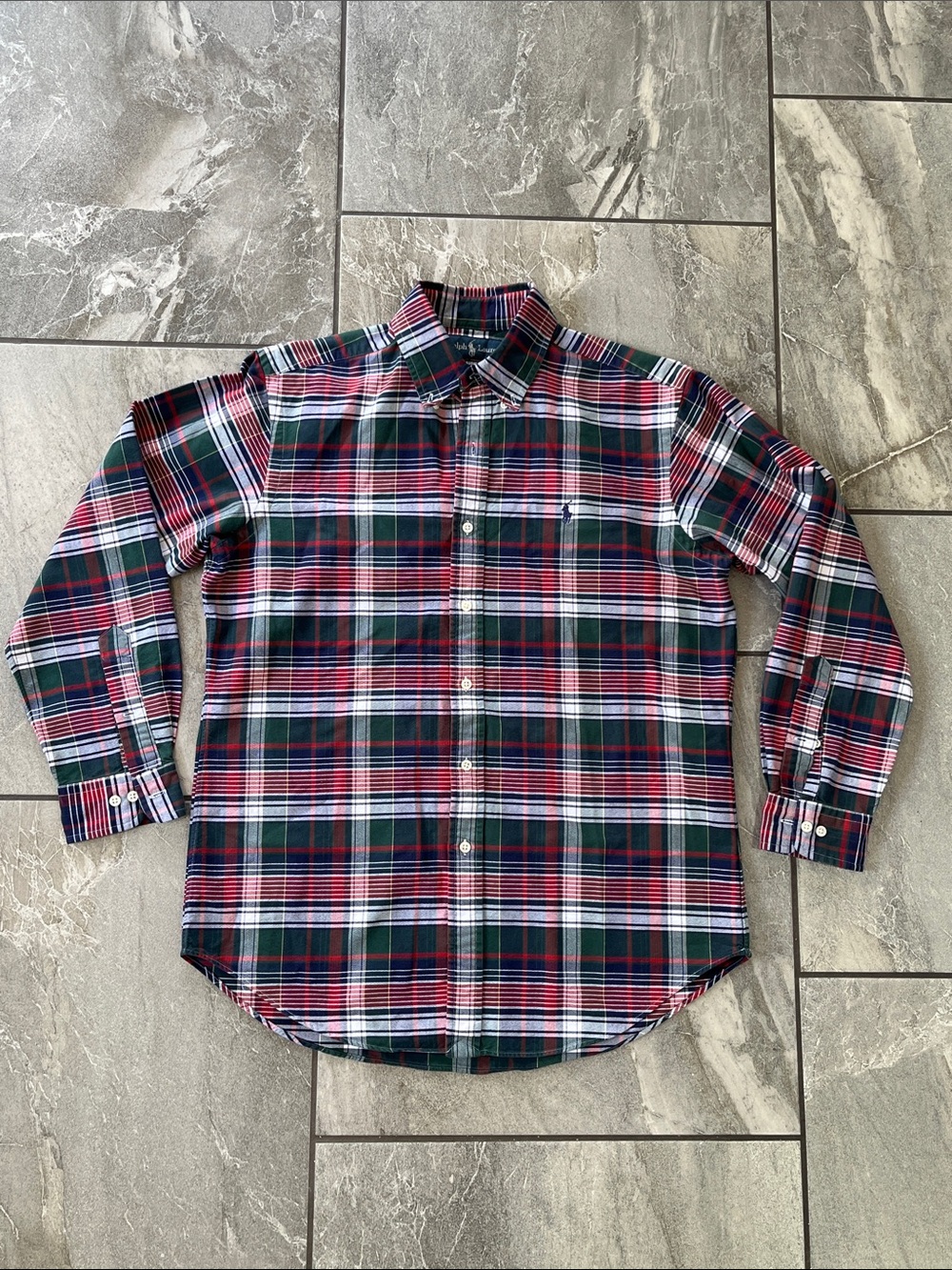 🏇 Ralph Lauren Plaid Button Down Size 15 1/2 x 32/33 100% cotton